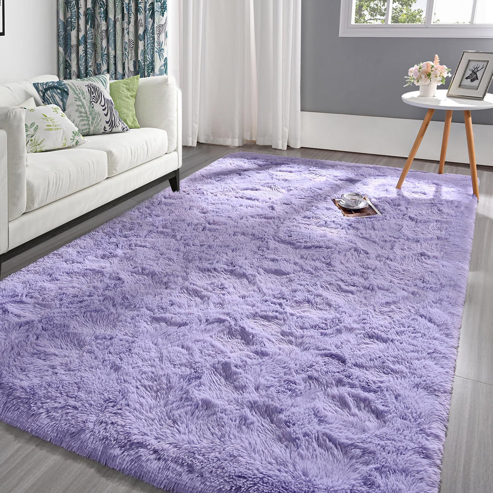 Pettop fluffy lavender area rug 3x5 ft offers cozy plush warmth in bedrooms.