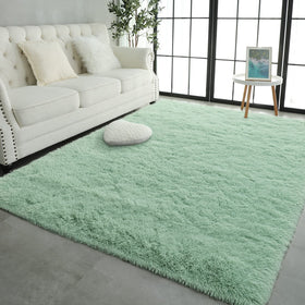 Pettop fluffy sage green area rug velvet touch for cozy evenings.
