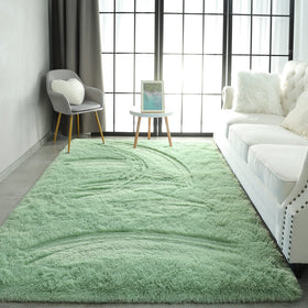 Pettop fluffy sage green area rug easy to clean and maintain.