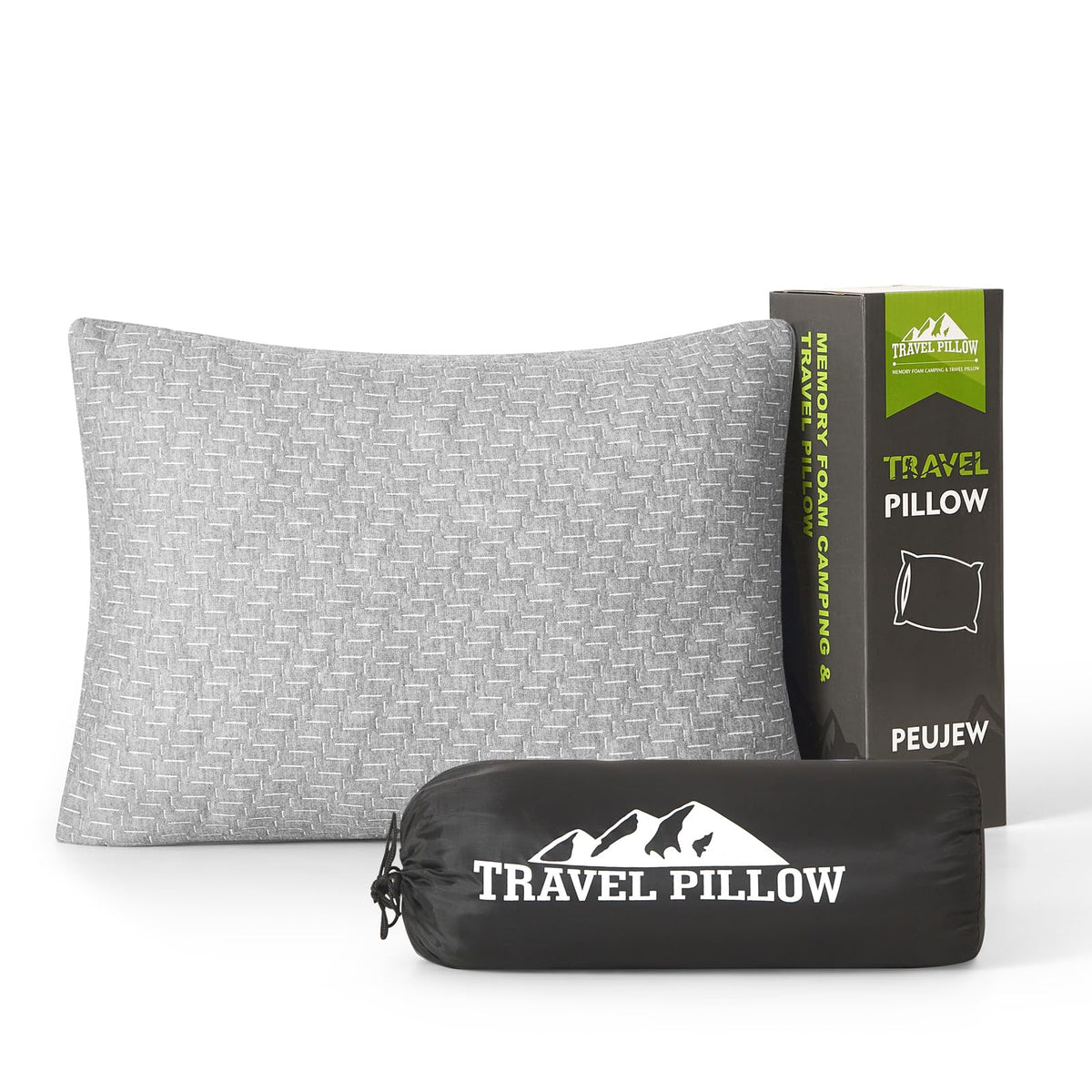 PEUJEW shredded memory foam pillow travel size offers compact comfort on the go.