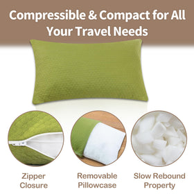 PEUJEW camping pillow in a tent showing portable design