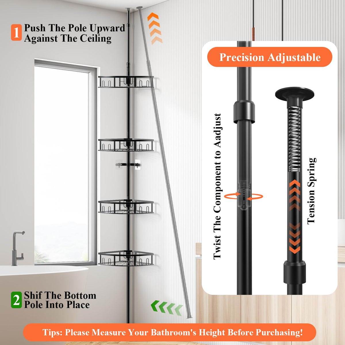 Peyulia easy-assembly no-drill setup for quick bathroom organization.