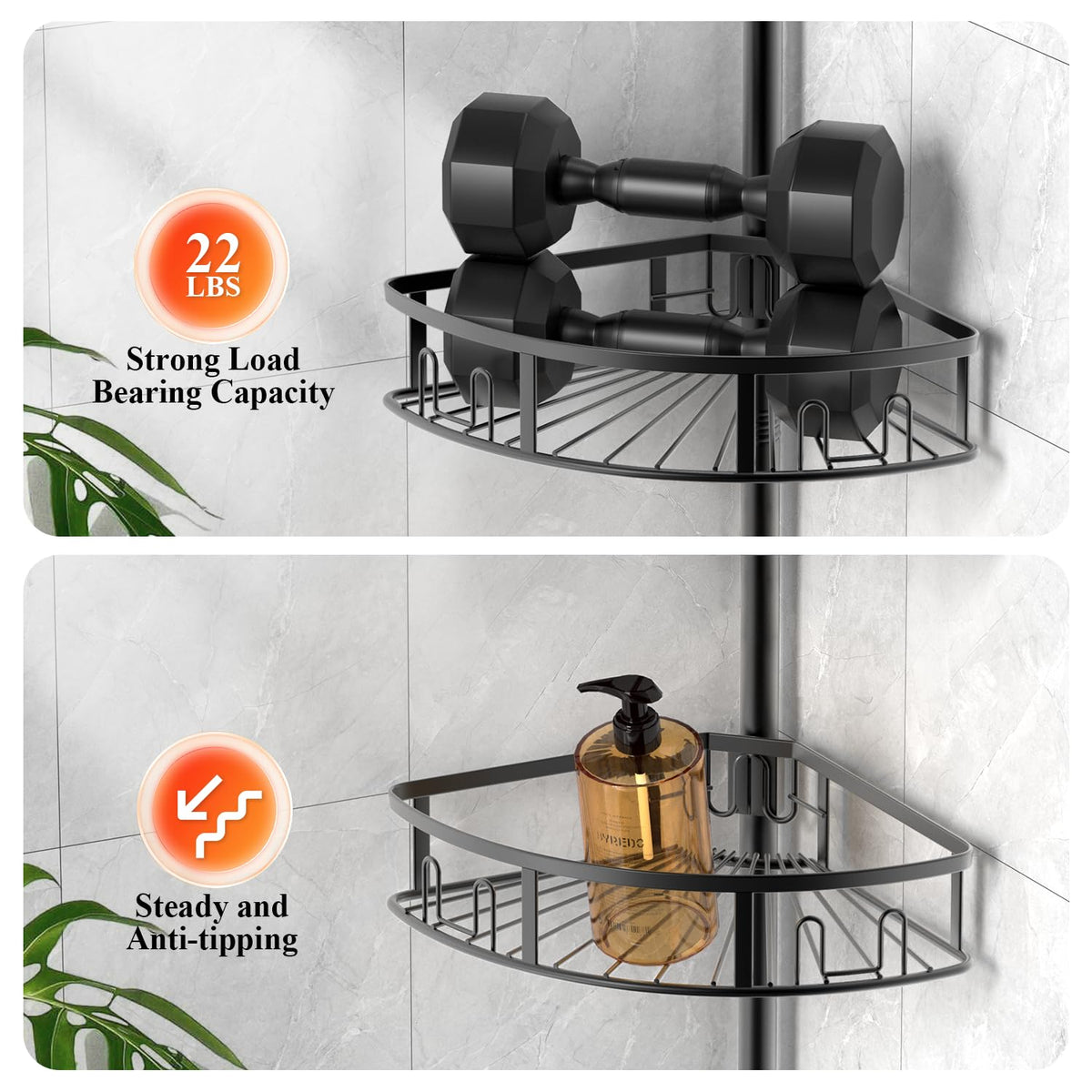 Peyulia freestanding bathroom organizer fits any shower corner.
