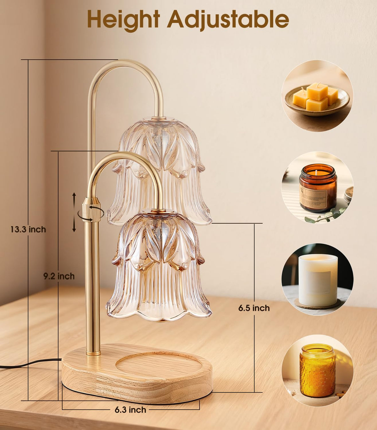Pfxud candle warmer lamp golden metal bracket adds modern style