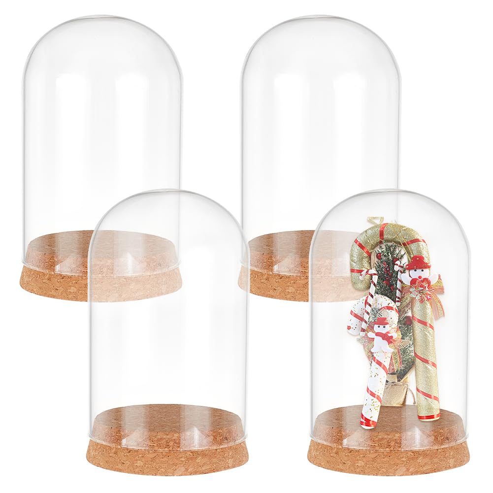 PH PandaHall 4-piece cloche glass dome with cork base for elegant display.