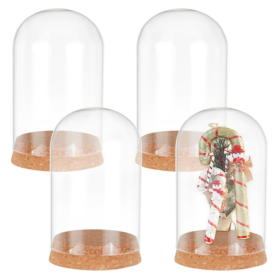 PH PandaHall 4-piece cloche glass dome with cork base for elegant display.