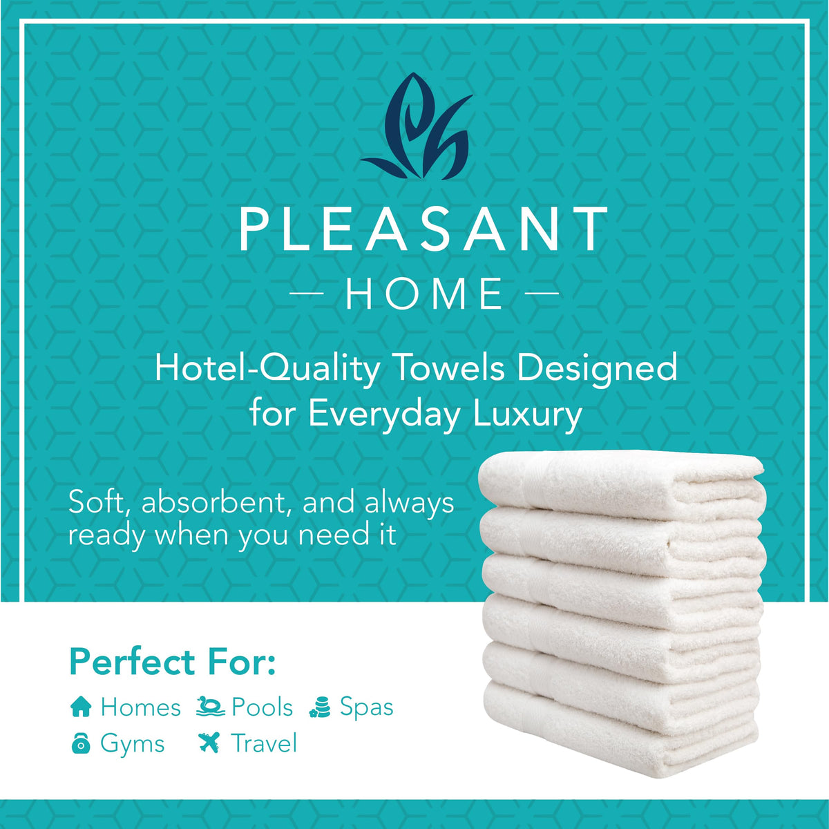 Pleasant Home 515gsm cotton towel close-up, dense weave for quick-dry performance.
