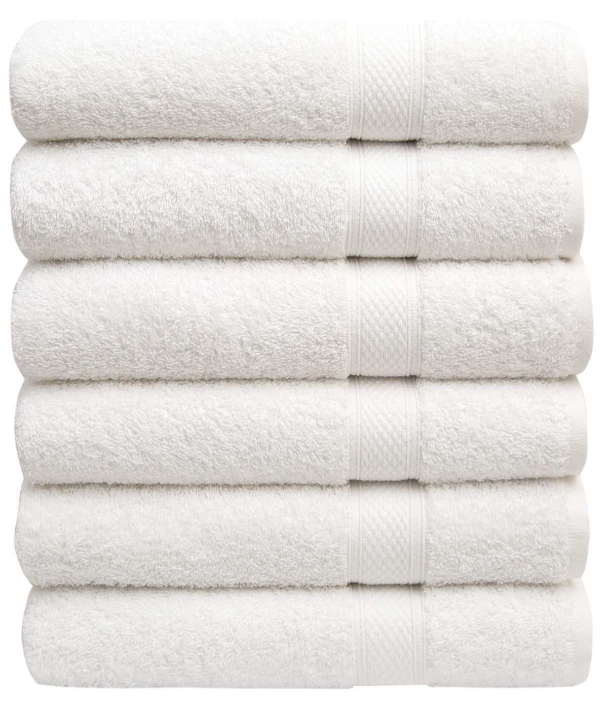 Pleasant Home bath towels six-pack, 24x50 inches, ultra-soft and highly absorbent.
