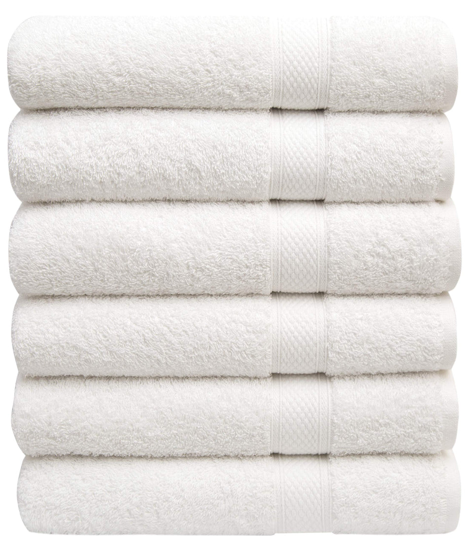 Pleasant Home bath towels six-pack, 24x50 inches, ultra-soft and highly absorbent.