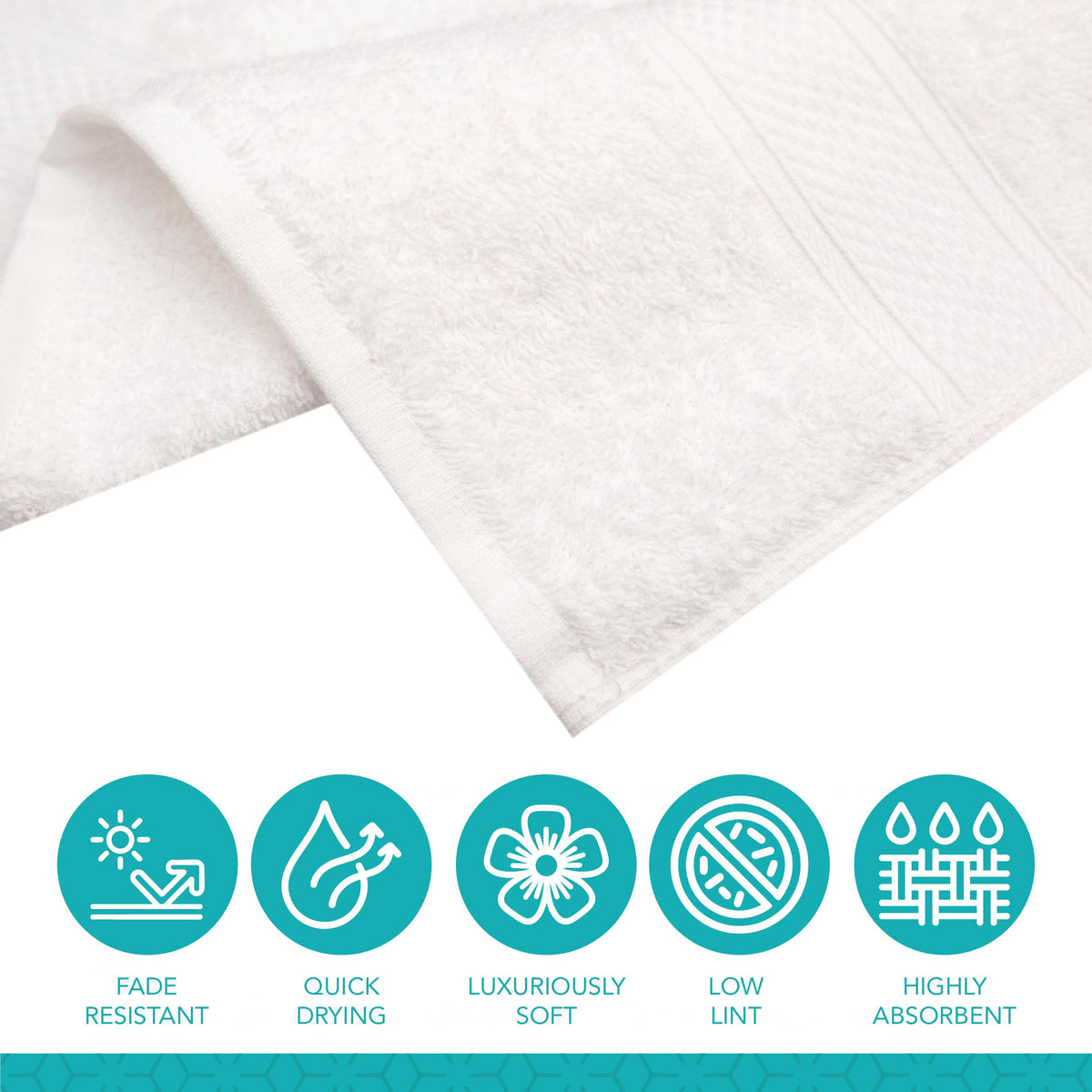 Pleasant Home white towels in bulk pack, ideal for gym, spa, and pool areas.