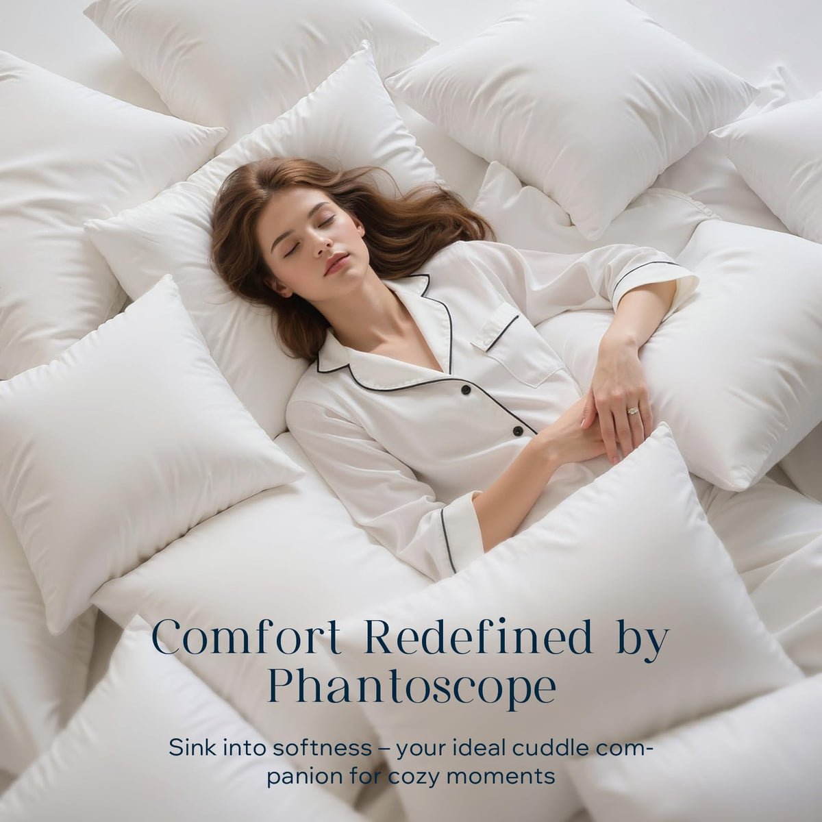 Phantoscope 18x18 pillow inserts unpacked and fluffed for a natural full look.
