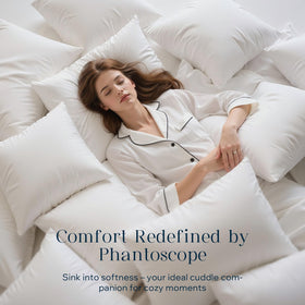 Phantoscope 18x18 pillow inserts unpacked and fluffed for a natural full look.