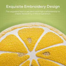 Phantoscope Lemon Shaped Throw Pillow brightens a living room setup.