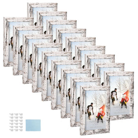 PHAREGE 4x6 bulk frame with distressed white wood grain for rustic wall display.