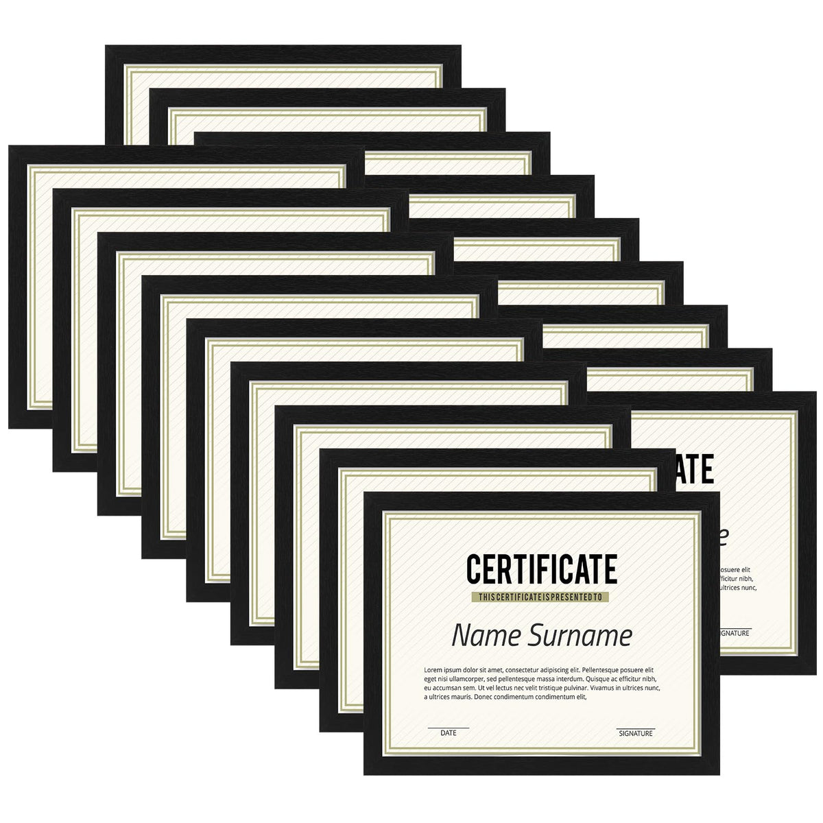 PHAREGE 8.5x11 certificate frame front view in black for diplomas