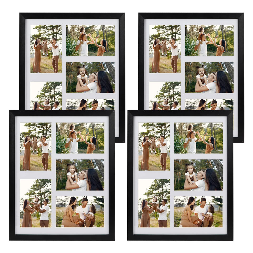 PHAREGE four-pack black collage frame for 4x6 photos on the wall.