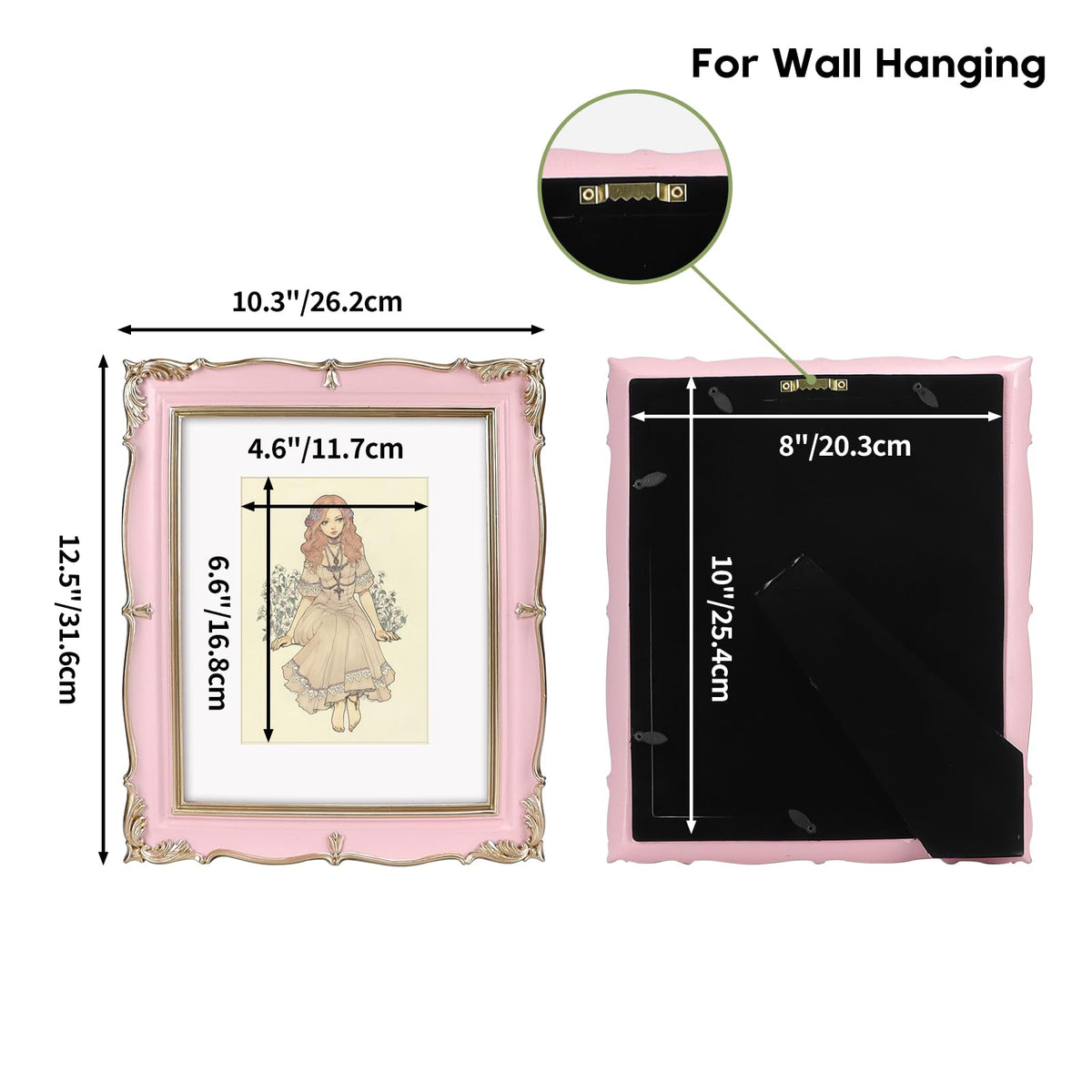 PHAREGE pink gold frame with mat for 5x7 photos on desks.
