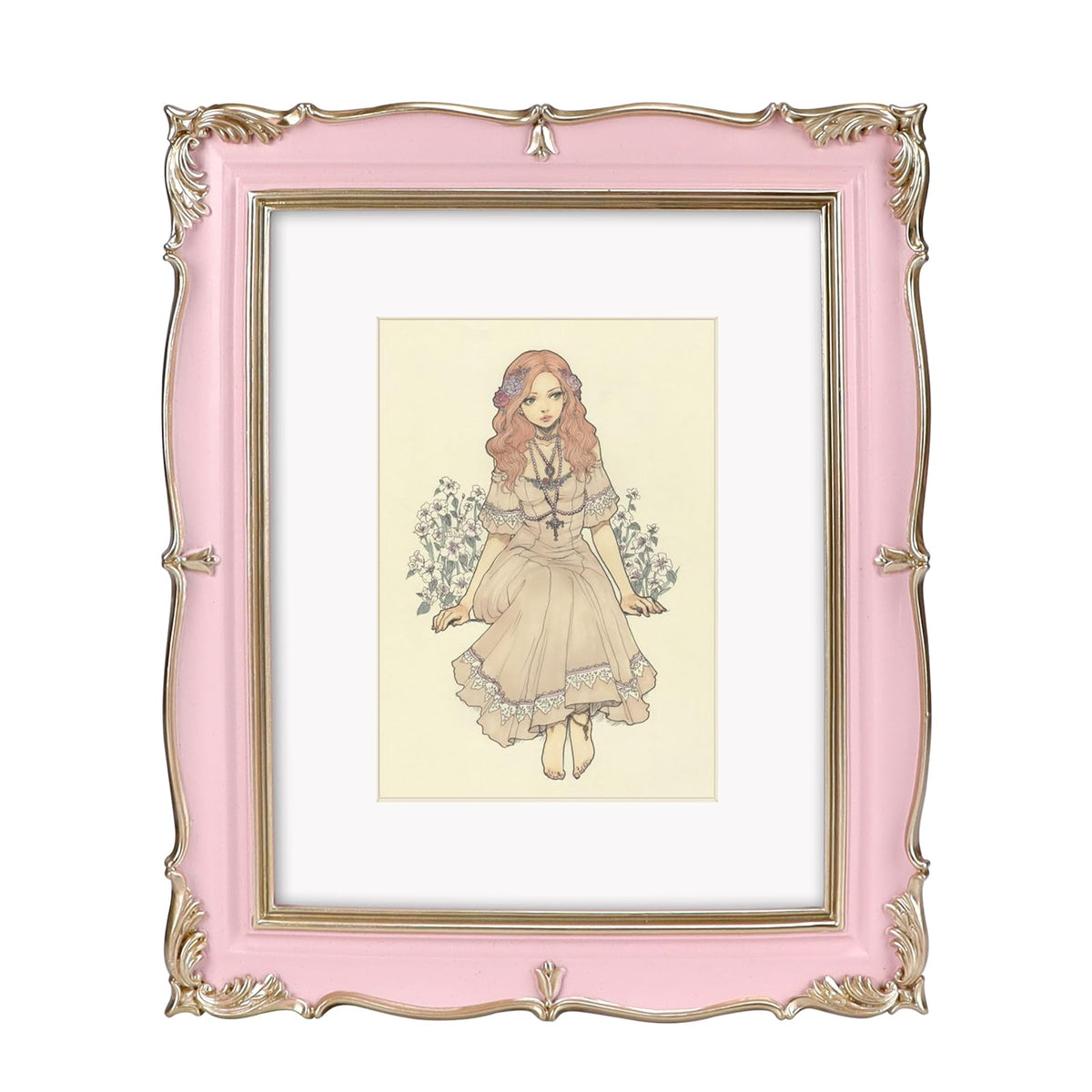 PHAREGE vintage pink gold frame 8x10 with mat highlights memories in a polished display.