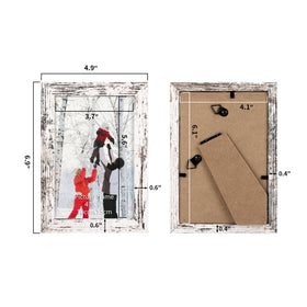 PHAREGE distressed-white 4x6 frame ready for easy wall mounting.