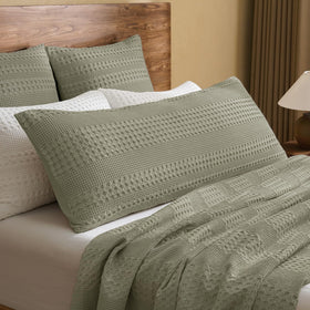 PHF 100% cotton waffle body pillowcase 20x54 shows soft texture and breathable comfort.