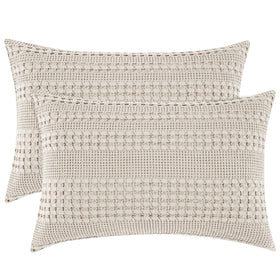PHF 100% cotton waffle pillowcase king size, front view showing weave texture for comfort.