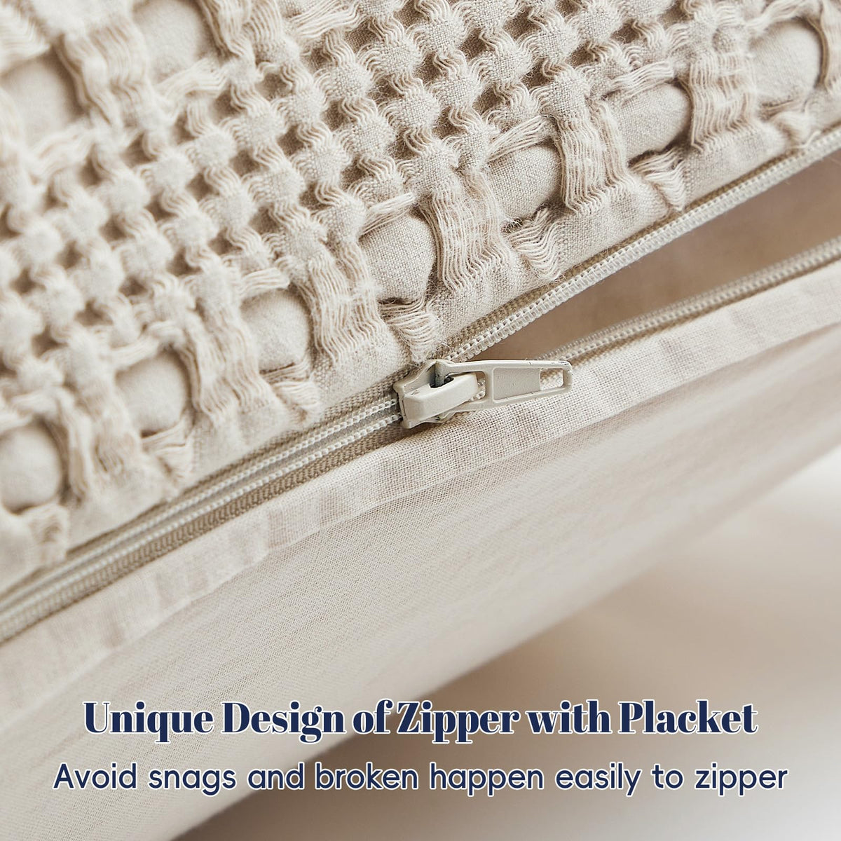PHF 100pct cotton waffle weave texture closeup emphasizes natural softness and durability
