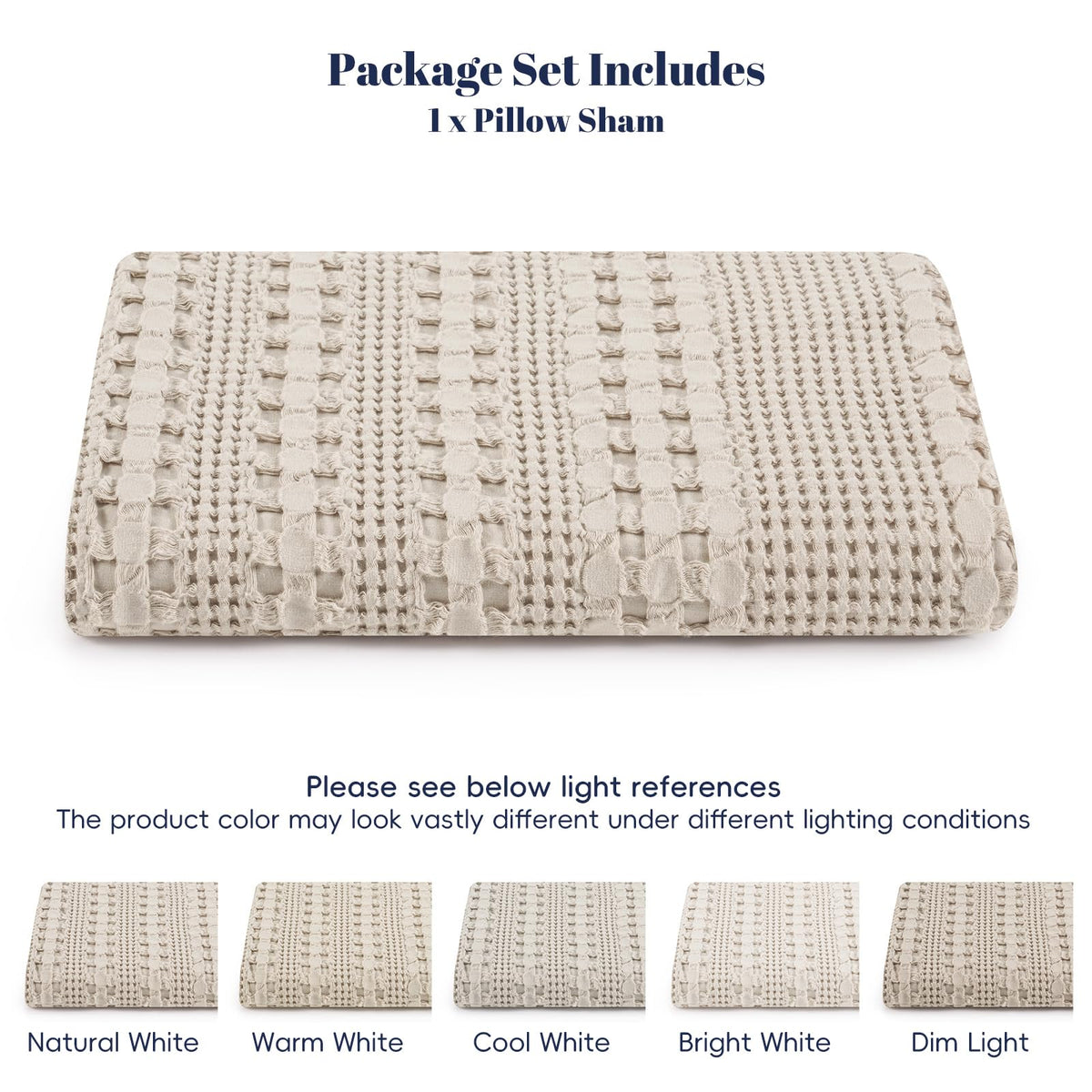 PHF bedroom setup shot with oatmeal pillowcase suggests versatile home décor