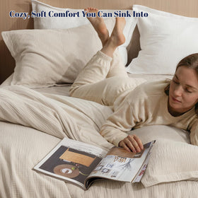 PHF muslin king comforter closeup fabric highlighting soft texture and moisture-wicking feel