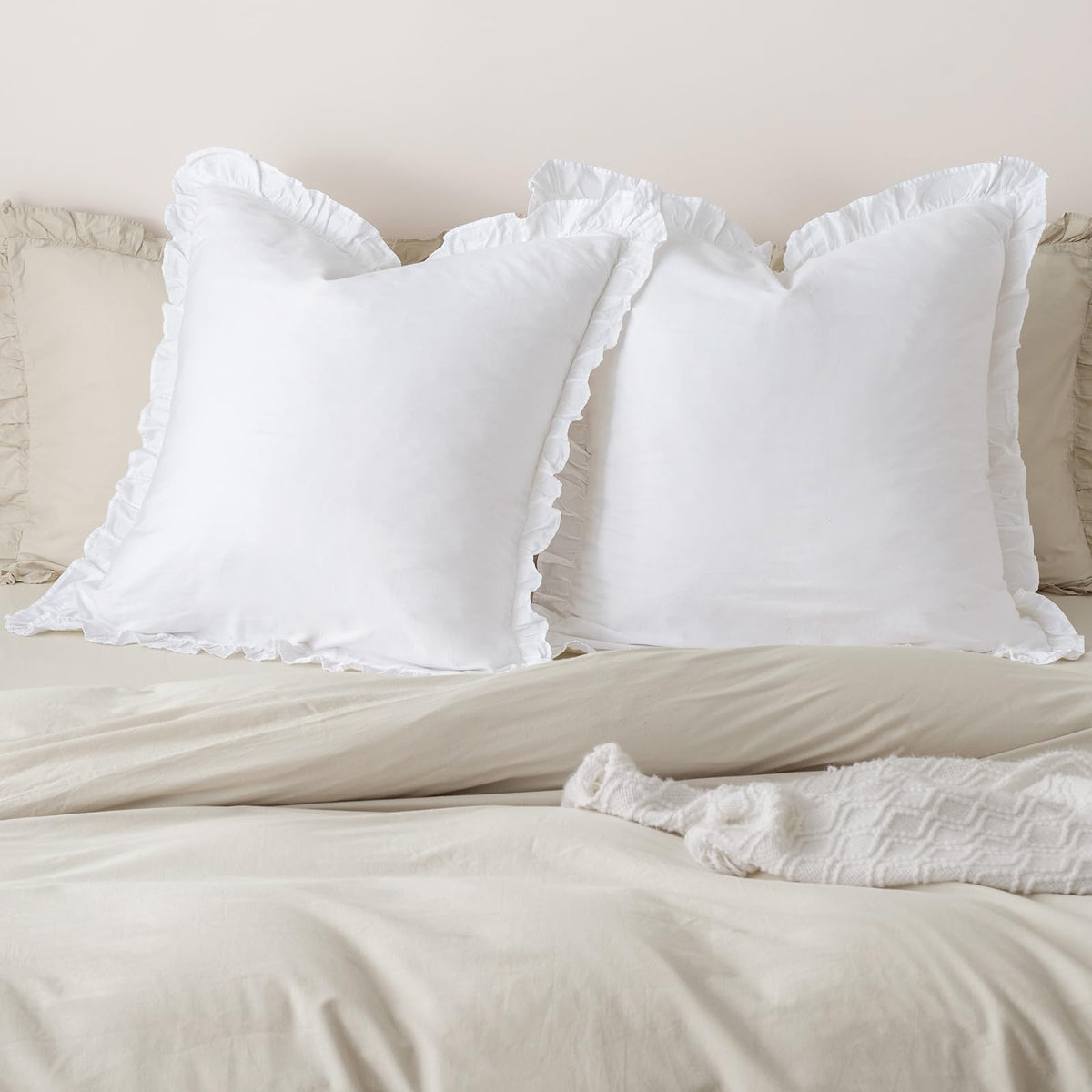 PHF euro sham with white ruffle adds romantic farmhouse charm
