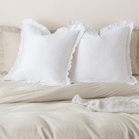PHF euro sham with white ruffle adds romantic farmhouse charm