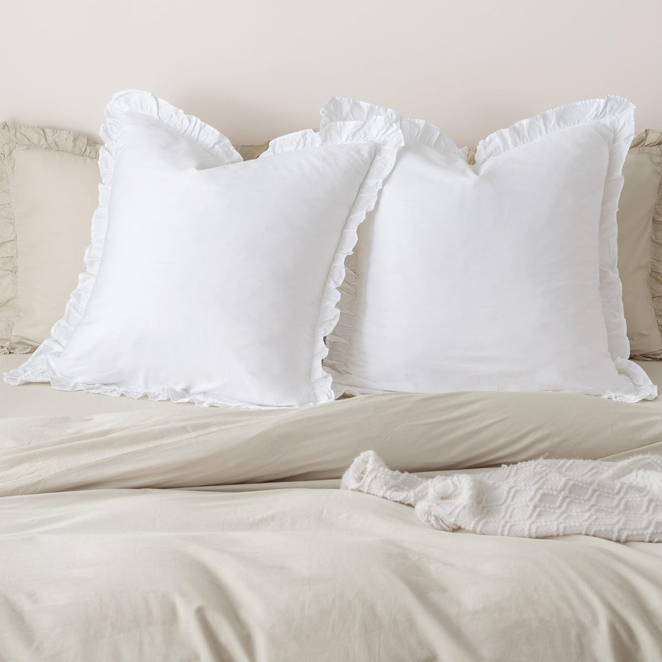 PHF euro sham with white ruffle adds romantic farmhouse charm