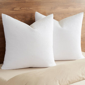 PHF euro shams front view shows crisp white covers for bed or sofa.