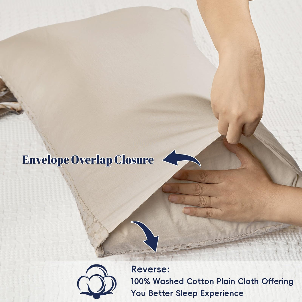 PHF pillowcase back color reveals soft, breathable plain cotton.
