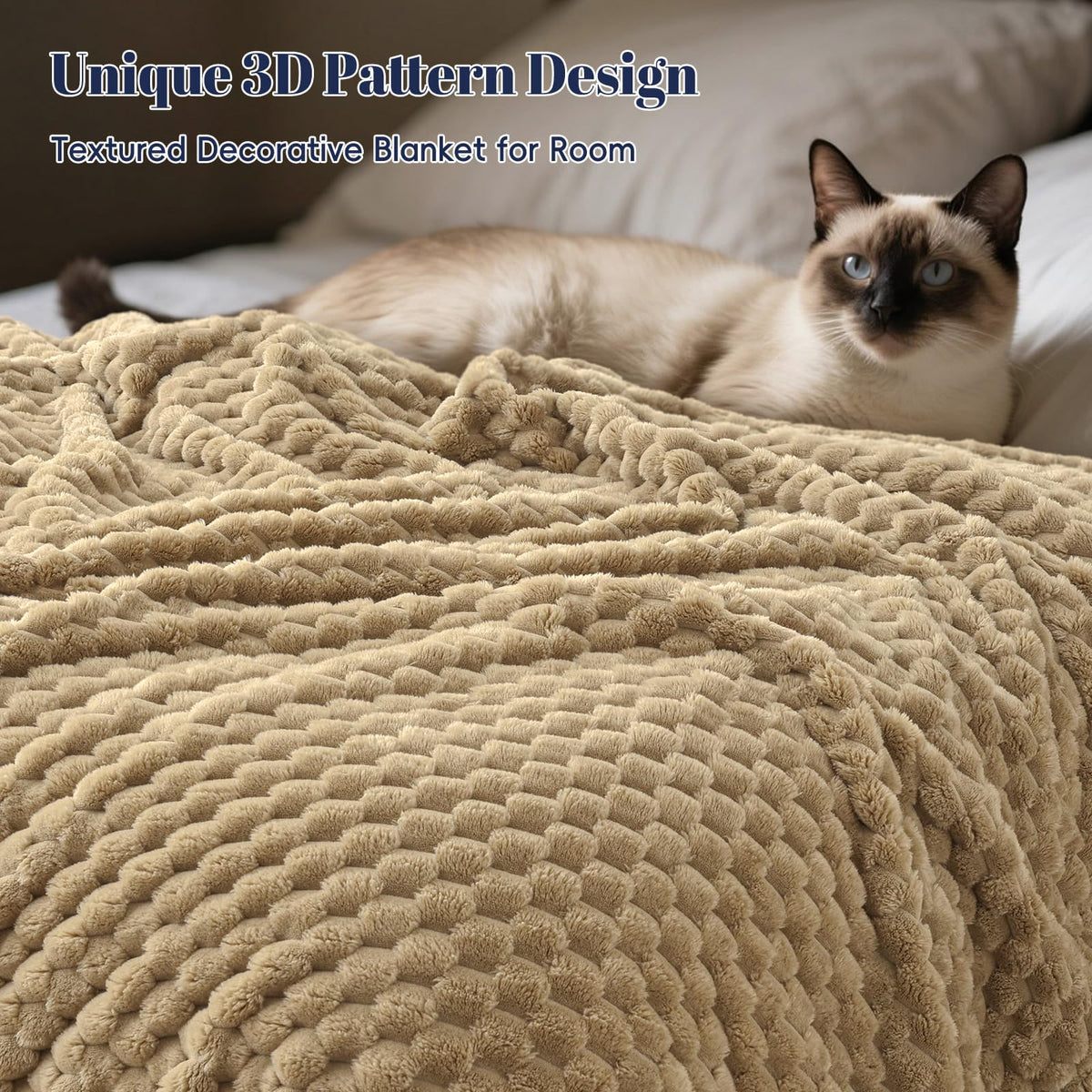 PHF Khaki fleece blanket complements diverse decor and adds subtle warmth
