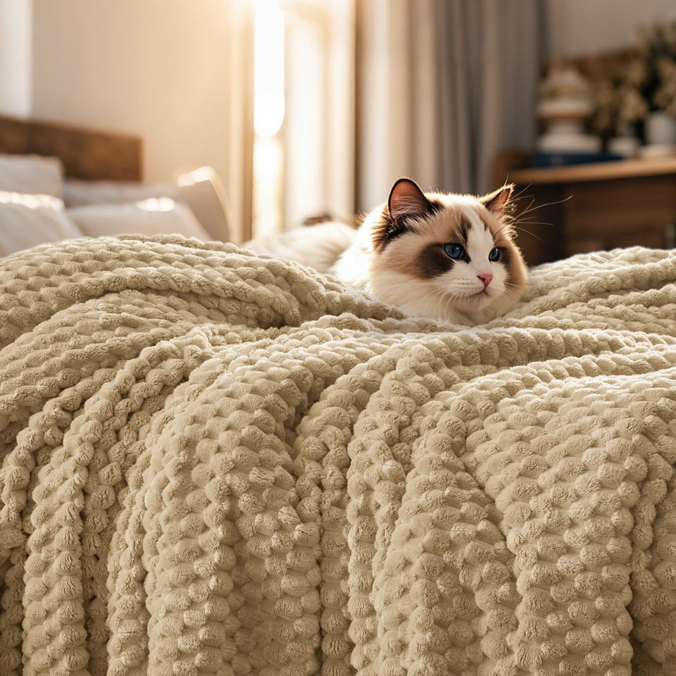 PHF Ultra Soft Flannel Fleece Blanket close-up shows plush fabric for cozy warmth