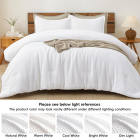 PHF Ultra Soft Waffle Weave Comforter Set folded on bed.
