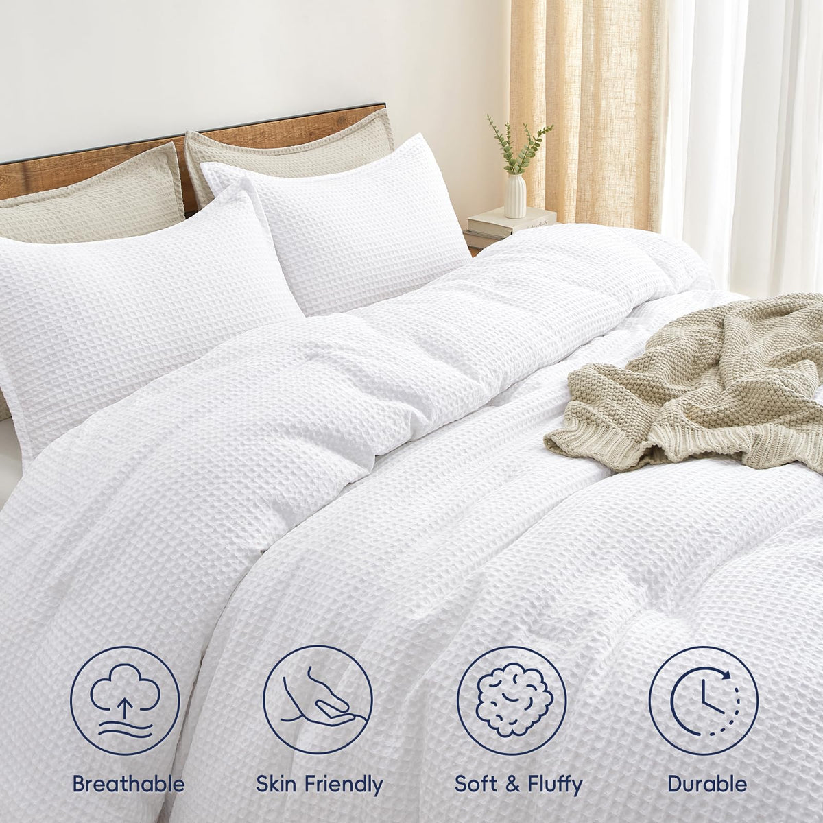 PHF Ultra Soft Waffle Weave Pillow Shams complete coordinated look.