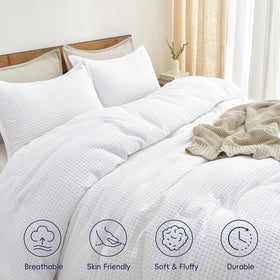 PHF Ultra Soft Waffle Weave Pillow Shams complete coordinated look.