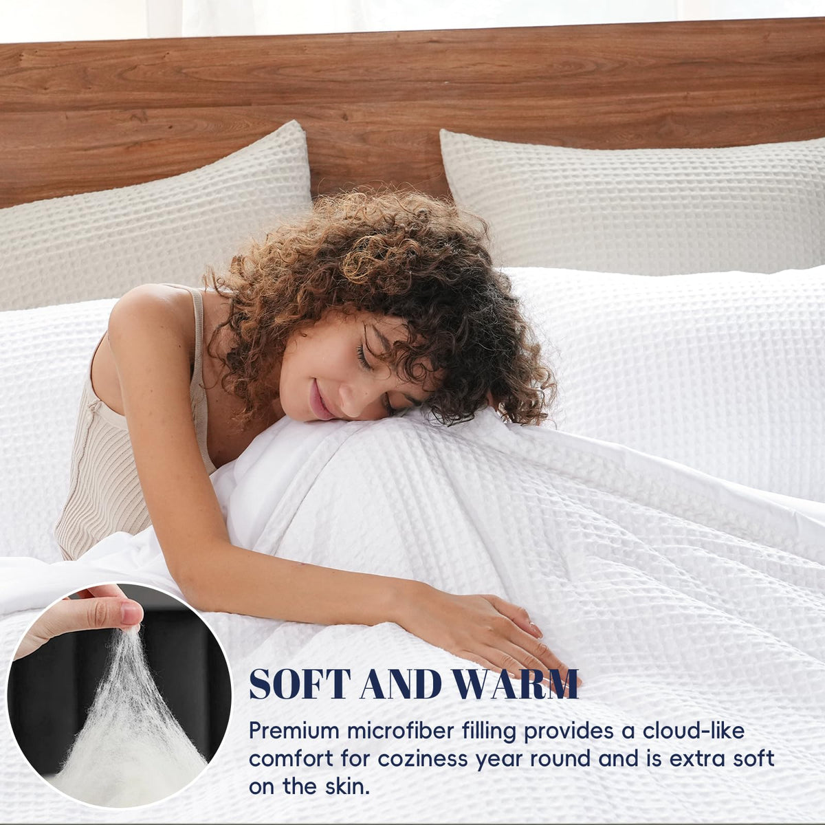 PHF Ultra Soft Waffle Weave texture close-up highlights plush, breathable fabric.