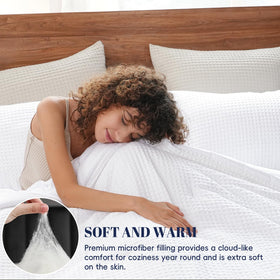 PHF Ultra Soft Waffle Weave texture close-up highlights plush, breathable fabric.