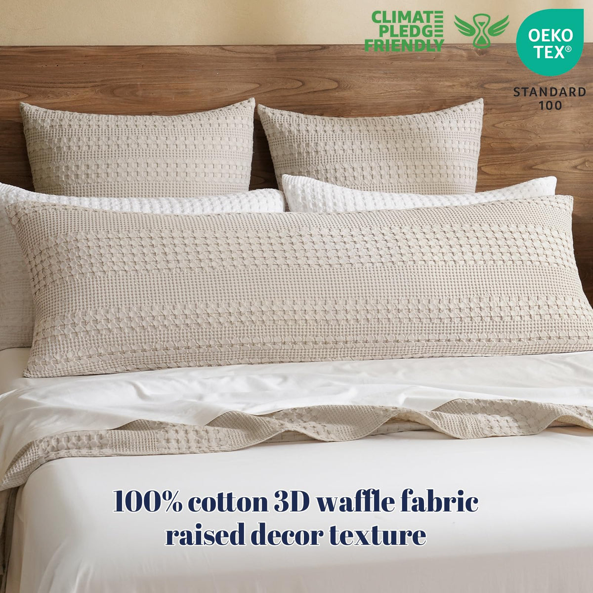 PHF waffle body pillowcase oatmeal color adds soft neutral tone to any bed