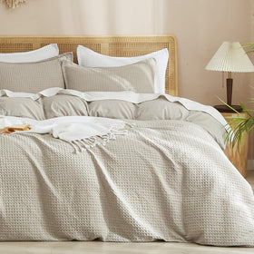 PHF waffle-weave duvet cover texture showing cloud-soft comfort for king bed