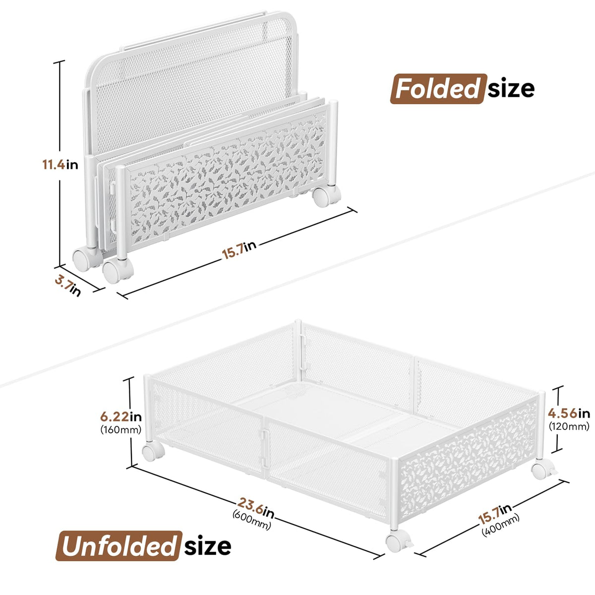 PHINOX under bed storage assembly demonstrates quick setup with four wheels.