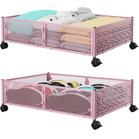 PHINOX under-bed storage with wheels, side view, easy pull-out and sturdy metal frame.