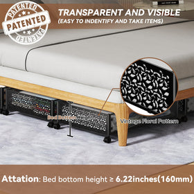 PHINOX under-bed storage wheels with drawer open for easy access to items