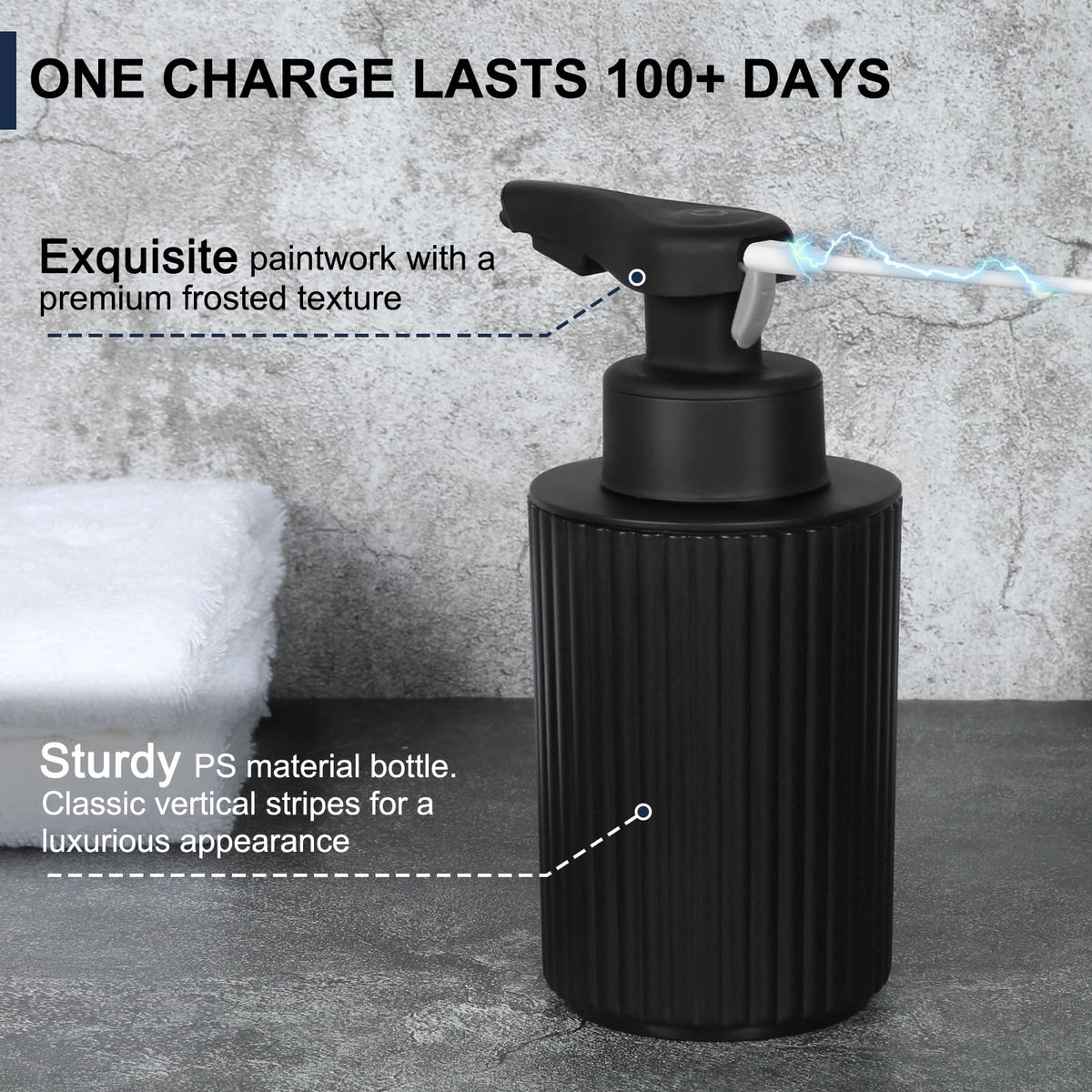 Phneems dispenser side profile shows compact footprint for small sinks.