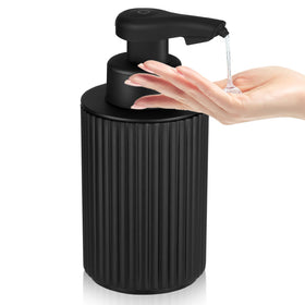 Phneems automatic soap dispenser front view with matte black finish for modern bathrooms.
