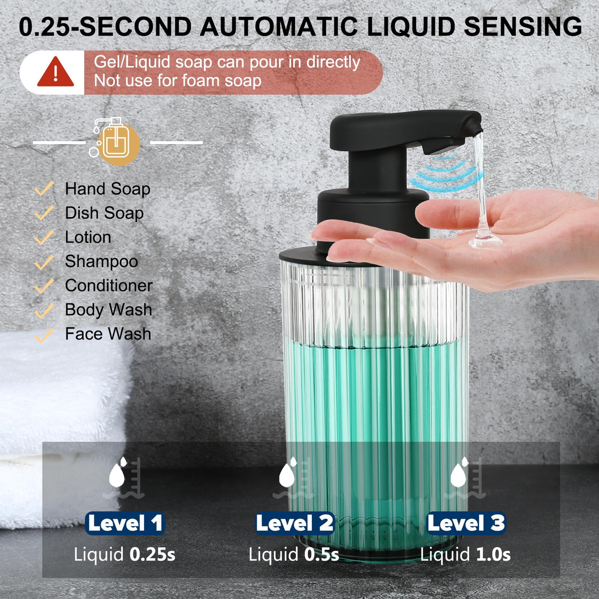 Phneems 0.25s gel dispensing enables instant, touchless soap access.