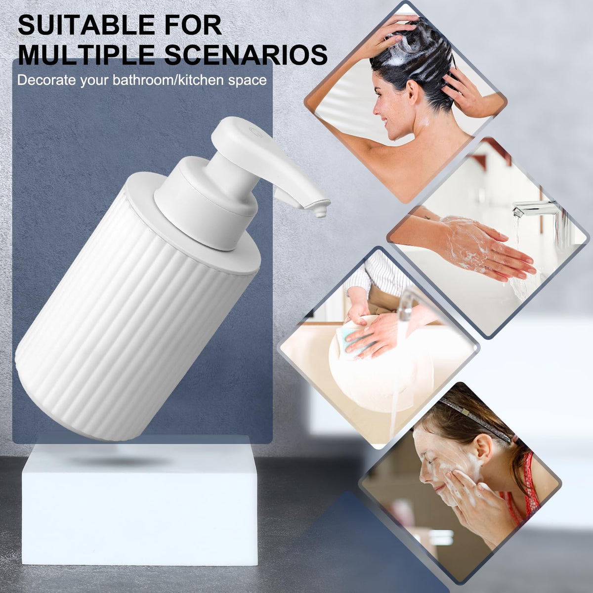 Phneems bathroom display with matte white finish blends with decor