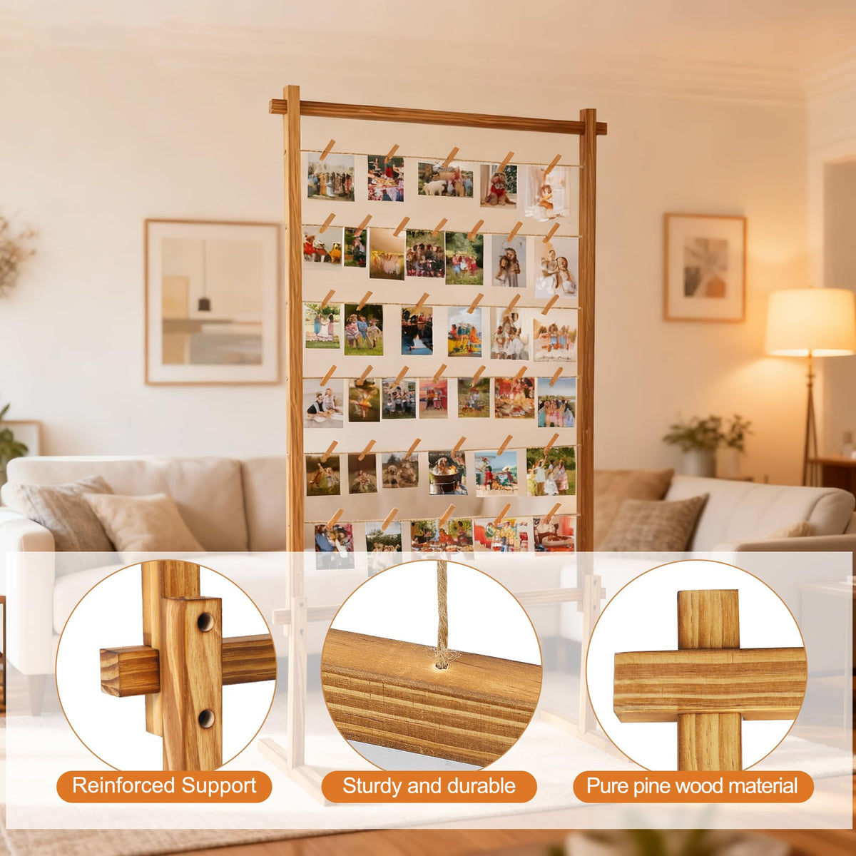 PHOENANCEE collage frame bottom stand provides stable display.